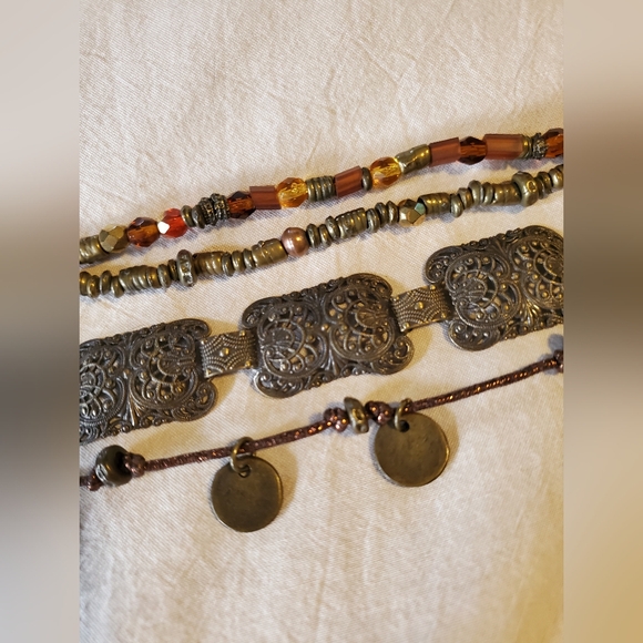 Vintage Ornate Metal Belt with Beaded Accents - Picture 7 of 11